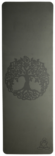 Yogamatte TPE ecofriendly - dunkelgrün/hellgrün 6mm zweischichtig mit Baum des Lebens