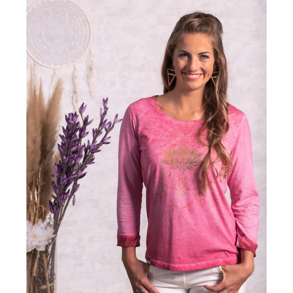 The Spirit of OM Shirt 3/4-Arm Peaceful Lotus, pink-orchidee