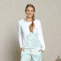 The Spirit of OM - Pyjama-Longsleeve Shirt weiß/mint XL